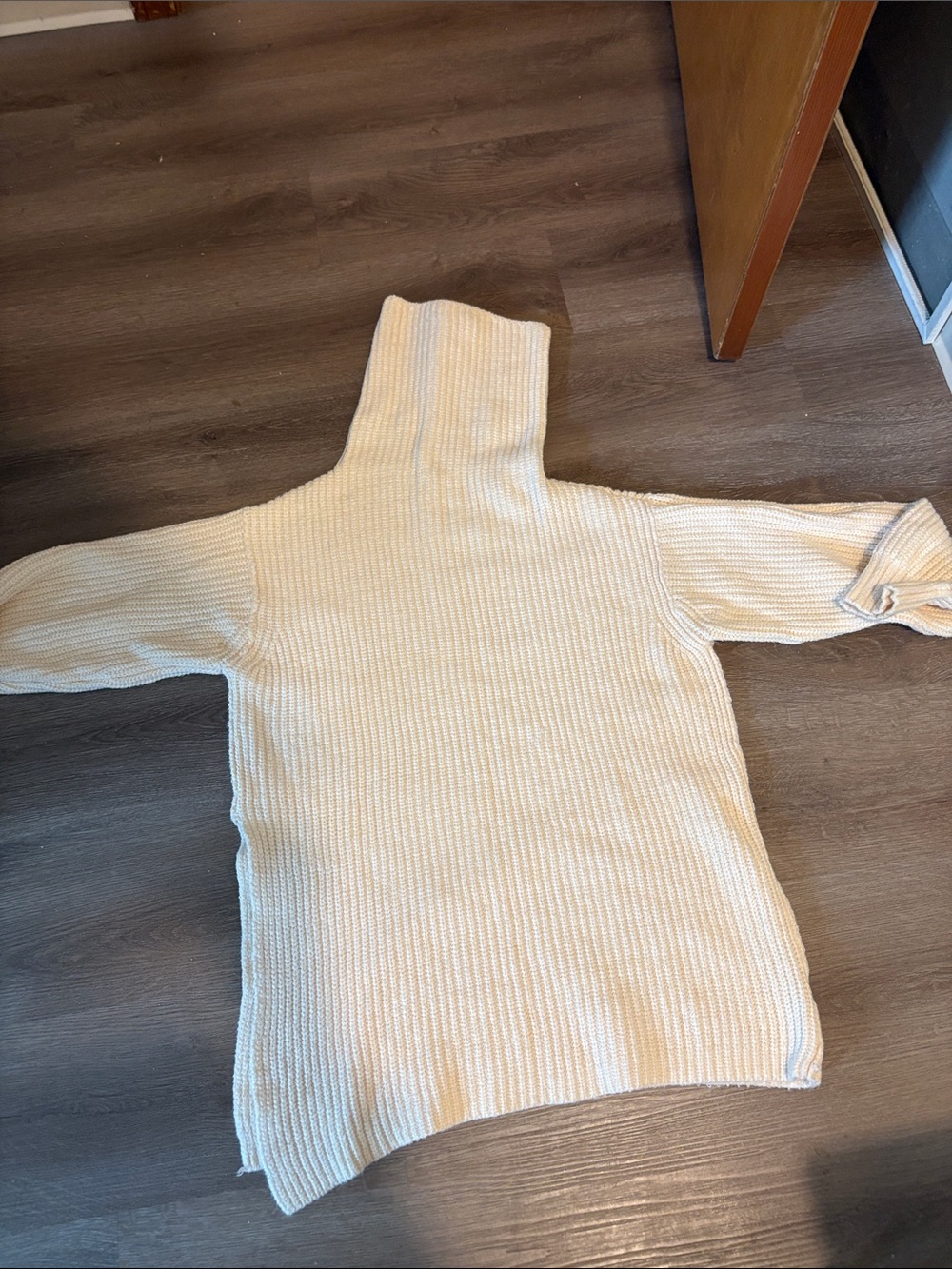 Free People Cream Ribbed Turtleneck Sweater